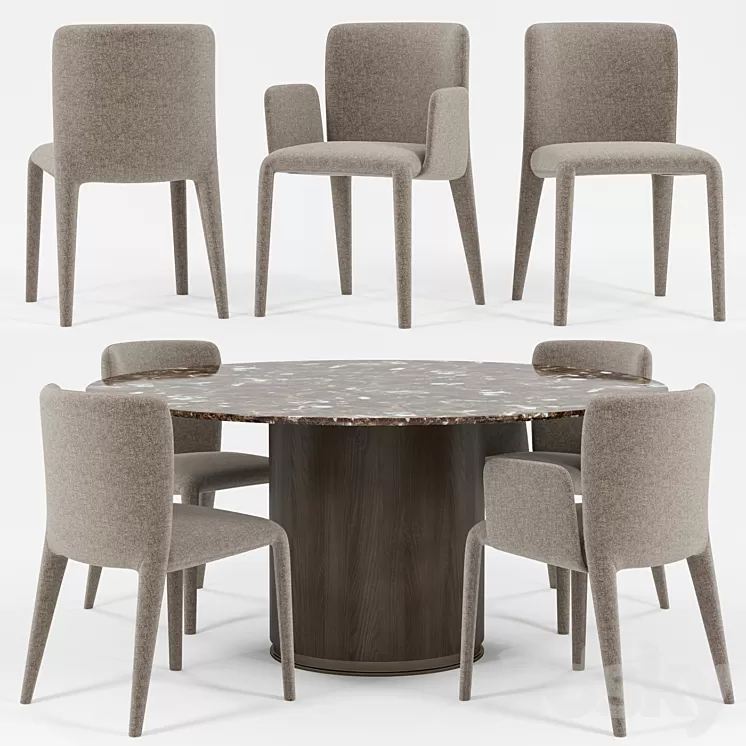 Potocco Lars chair and armchair 3D Model