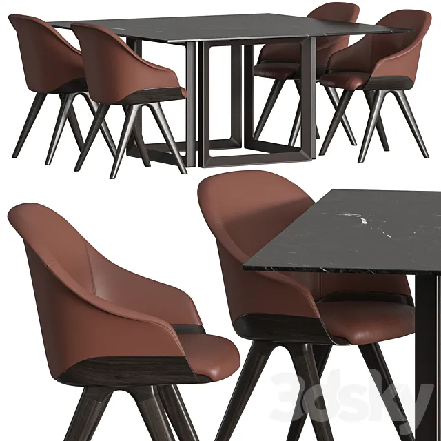 Potocco Lyz Armchair & Opus 893_TQ Dining Set 3DModel
