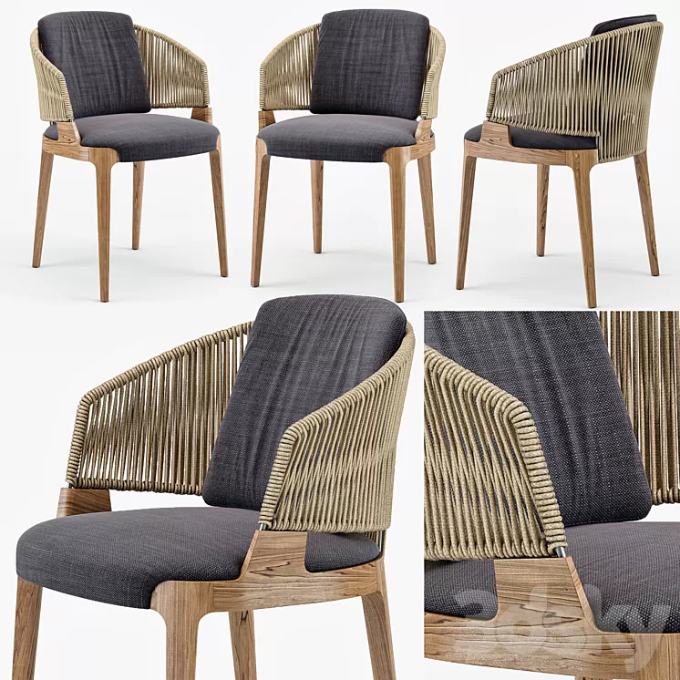 Potocco Velis hand weaved armchair 3D Model Potocco Velis hand weaved armchair 3D Model