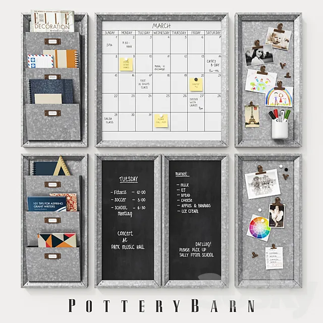 Pottery Barn _ Galvanized modular wall 3D Model Pottery Barn _ Galvanized modular wall 3D Model