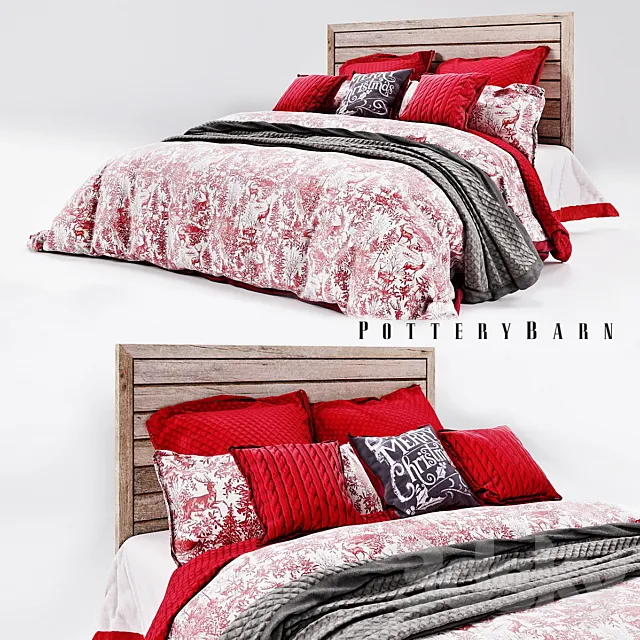 Pottery barn alpine toile bedding set 3DModel