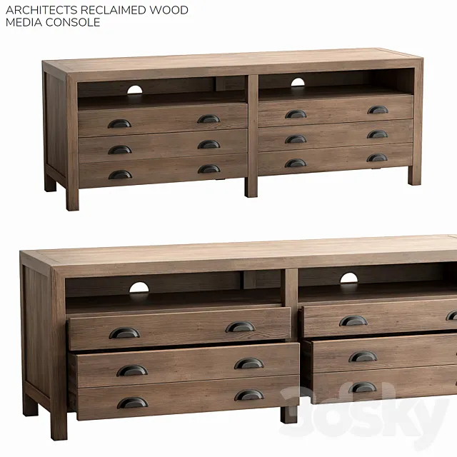 Pottery barn ARCHITECTS RECLAIMED WOOD MEDIA CONSOLE 3DModel Pottery barn ARCHITECTS RECLAIMED WOOD MEDIA CONSOLE 3DModel