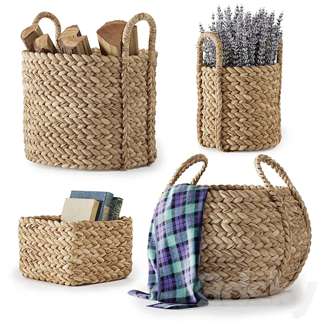 Pottery Barn Beachcomber Baskets 01 3DModel Pottery Barn Beachcomber Baskets 01 3DModel