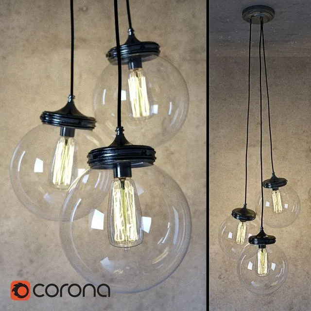 Pottery Barn Calhoun Multi Pendant Chandelier 3D Model Pottery Barn Calhoun Multi Pendant Chandelier 3D Model