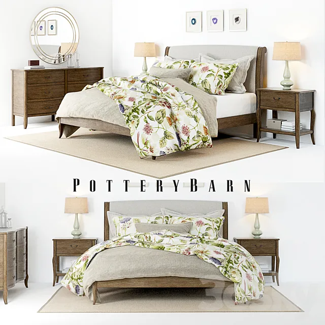 Pottery Barn Calistoga Bed set 3D Model