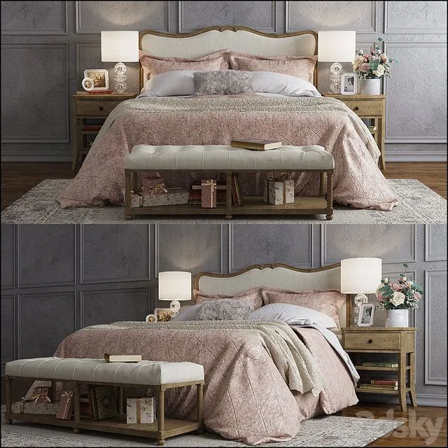 Pottery Barn Claremont bed 3D Model
