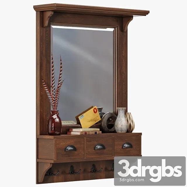 Pottery barn classic entryway mirror organizer 2 3D Model Download