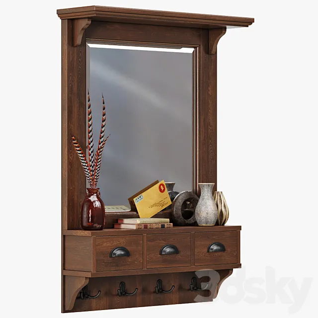 Pottery Barn Classic Entryway Mirror Organizer 3D Model