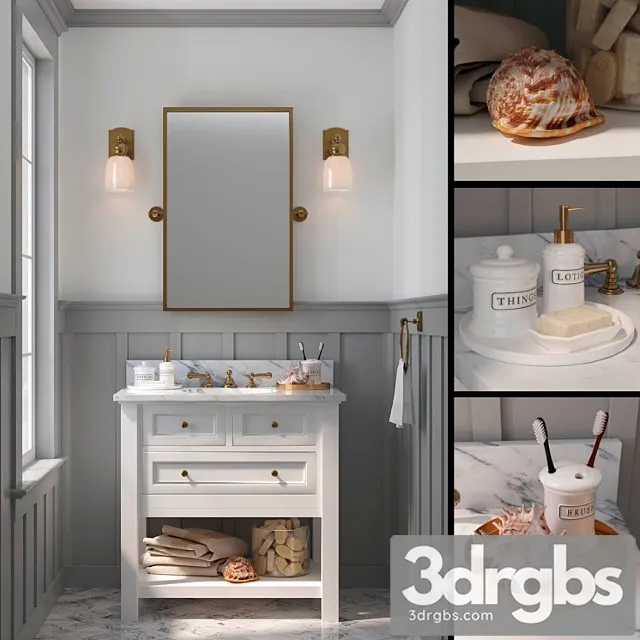 Pottery Barn Classic Single Sink Vanity 3D Model Download