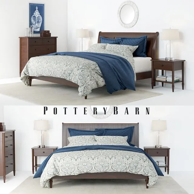 Pottery Barn Crosby Bedroom set 3D Model