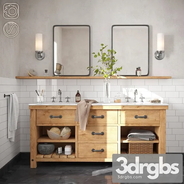 Pottery Barn Double Sink Vanities 2 3D Model Download