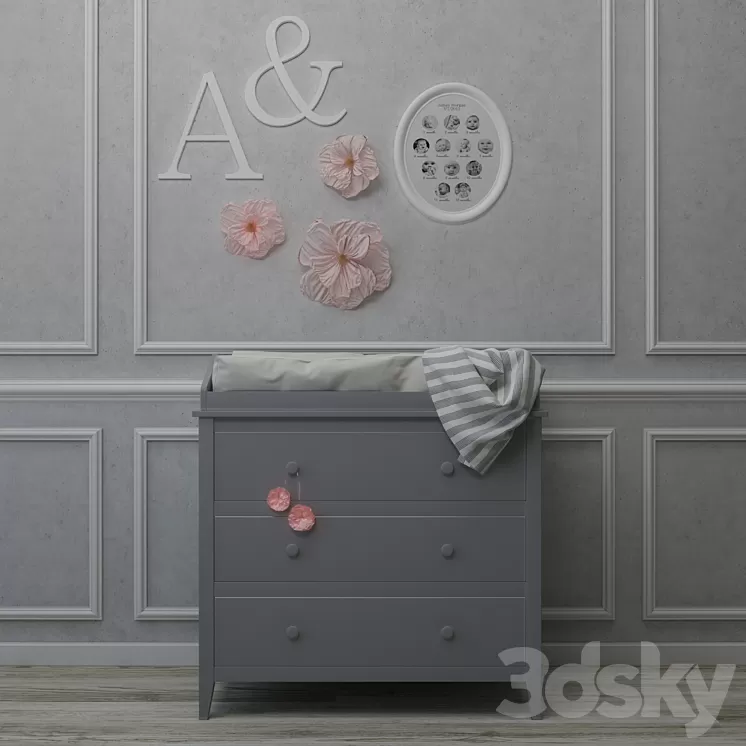 Pottery Barn | Emerson Dresser & Topper Set 3D Model