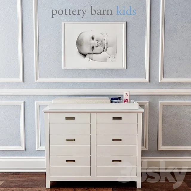 Pottery Barn. Emery Dresser & Topper Set 3DModel Pottery Barn. Emery Dresser & Topper Set 3DModel