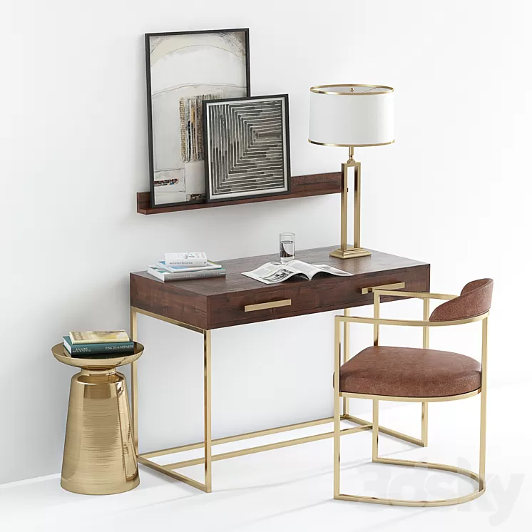 Pottery Barn Fitz desk 3D Model