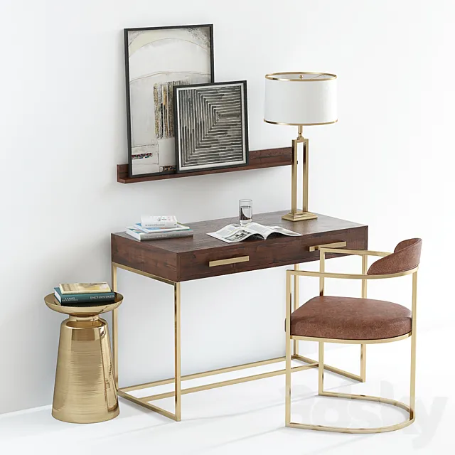 Pottery Barn Fitz desk 3DModel Pottery Barn Fitz desk 3DModel