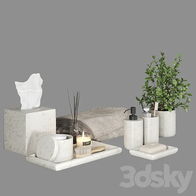 Pottery Barn Frost Marble Bath Accessories 3D Model Pottery Barn Frost Marble Bath Accessories 3D Model