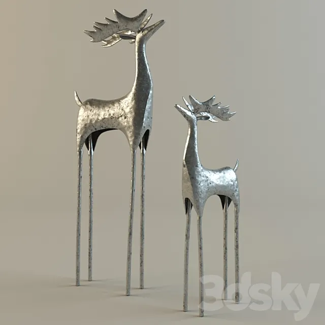 Pottery Barn Hammered Metal Reindeer 3D Model Pottery Barn Hammered Metal Reindeer 3D Model