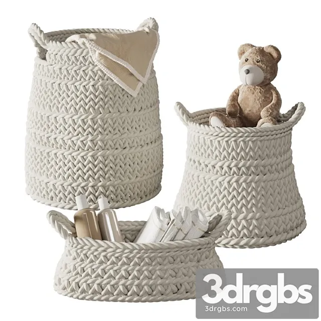 Pottery Barn Ivory Chunky Knit Nursery Storage 3D Model Download