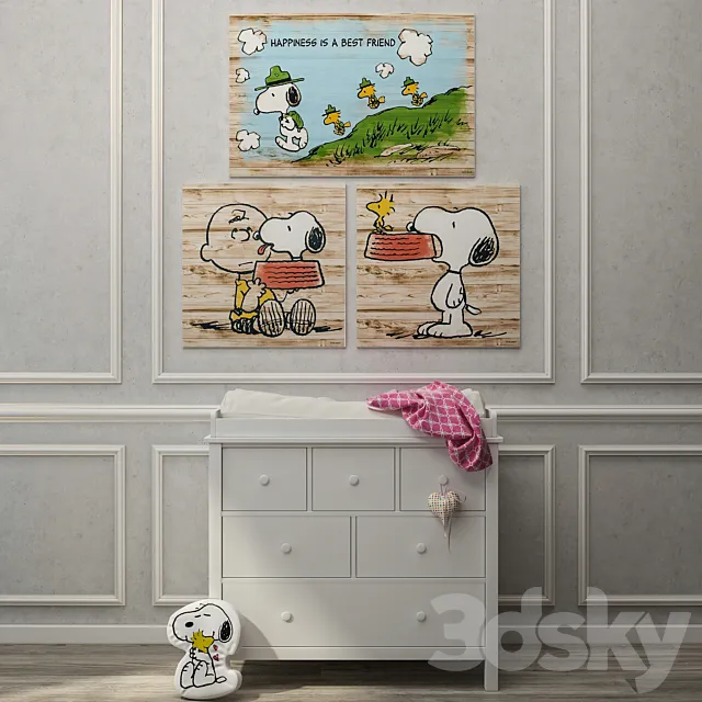 Pottery Barn Kids | Kendall Dresser & Topper Set 3D Model Pottery Barn Kids | Kendall Dresser & Topper Set 3D Model