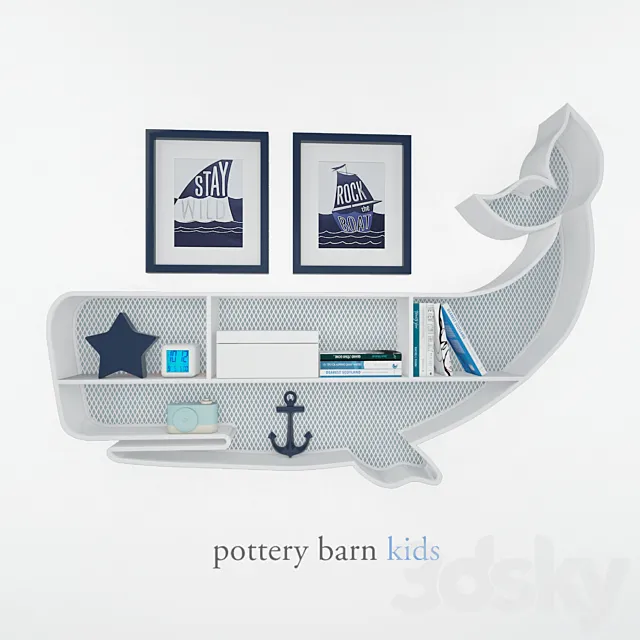 pottery barn kids whale shelf 3D Model pottery barn kids whale shelf 3D Model