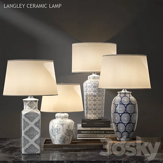 Pottery barn LANGLEY CERAMIC LAMP 3DModel Pottery barn LANGLEY CERAMIC LAMP 3DModel