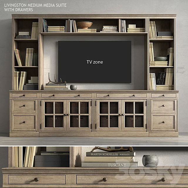 Pottery barn LIVINGSTON MEDIUM MEDIA SUITE WITH DRAWERS 3D Model Pottery barn LIVINGSTON MEDIUM MEDIA SUITE WITH DRAWERS 3D Model