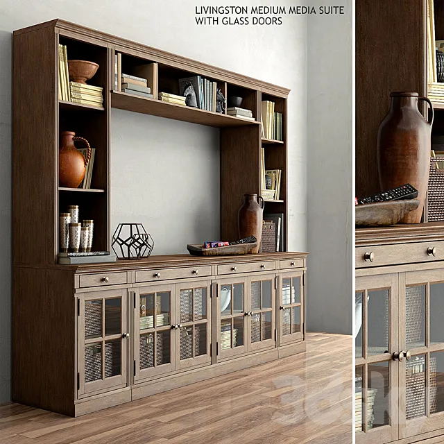 Pottery barn LIVINGSTON MEDIUM MEDIA SUITE WITH GLASS DOORS 3DModel Pottery barn LIVINGSTON MEDIUM MEDIA SUITE WITH GLASS DOORS 3DModel