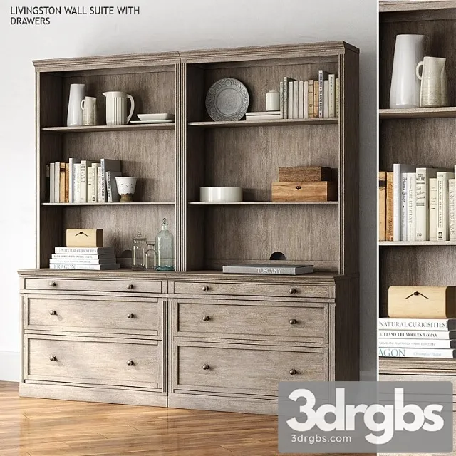 Pottery barn livingston wall suite with drawers 3D Model Download