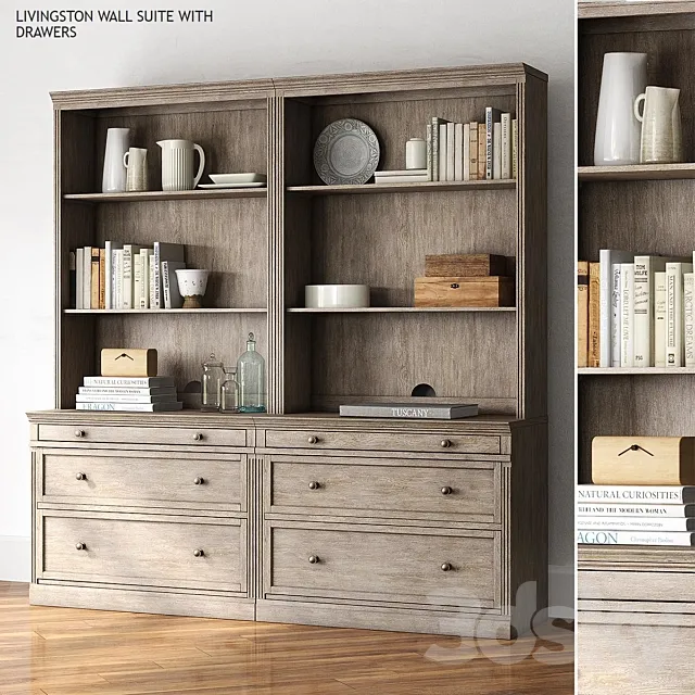 Pottery barn LIVINGSTON WALL SUITE WITH DRAWERS 3DModel Pottery barn LIVINGSTON WALL SUITE WITH DRAWERS 3DModel