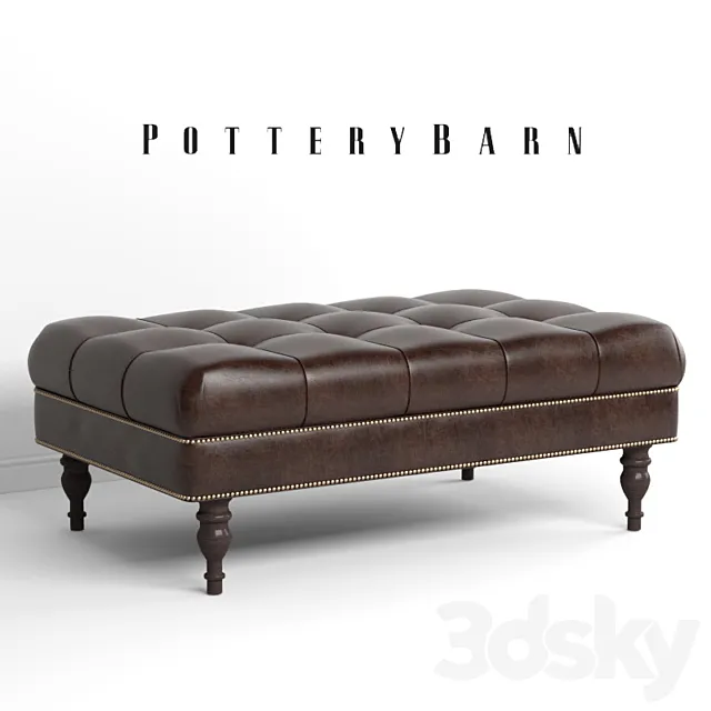 Pottery Barn – Martin Tufted Leather Ottoman 3D Model Pottery Barn – Martin Tufted Leather Ottoman 3D Model