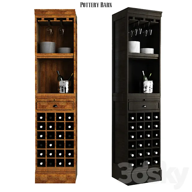 Pottery barn Modular Bar With Wine Grid Tower 3D Model