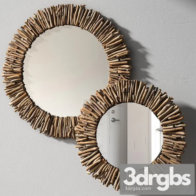 Pottery barn natural driftwood mirror – round 3D Model Download