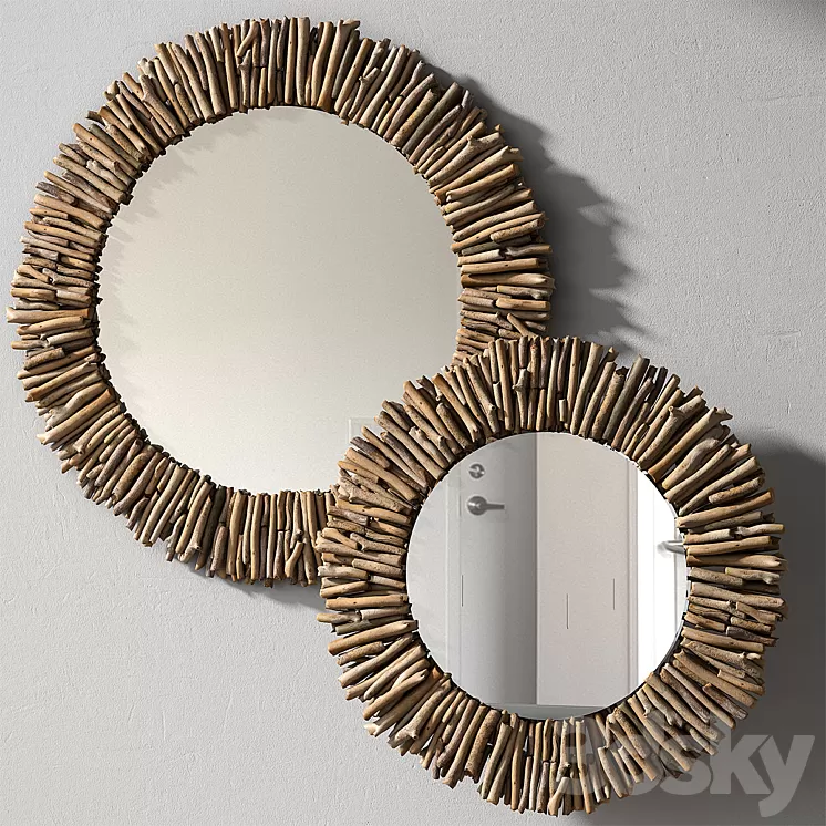 Pottery barn NATURAL DRIFTWOOD MIRROR – ROUND 3D Model