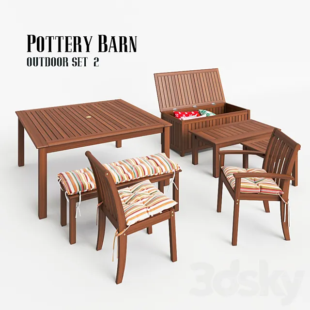 Pottery Barn Outdoor Set 2 3D Model Pottery Barn Outdoor Set 2 3D Model