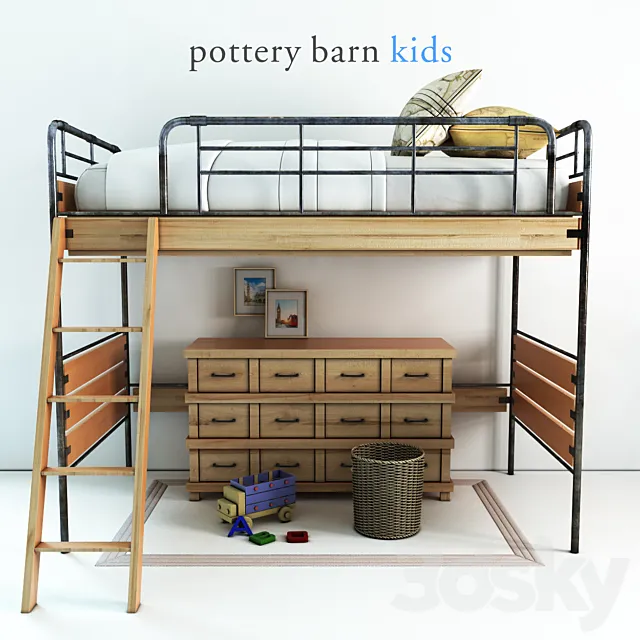 Pottery barn Owen Twin Loft Bed – 1 3D Model