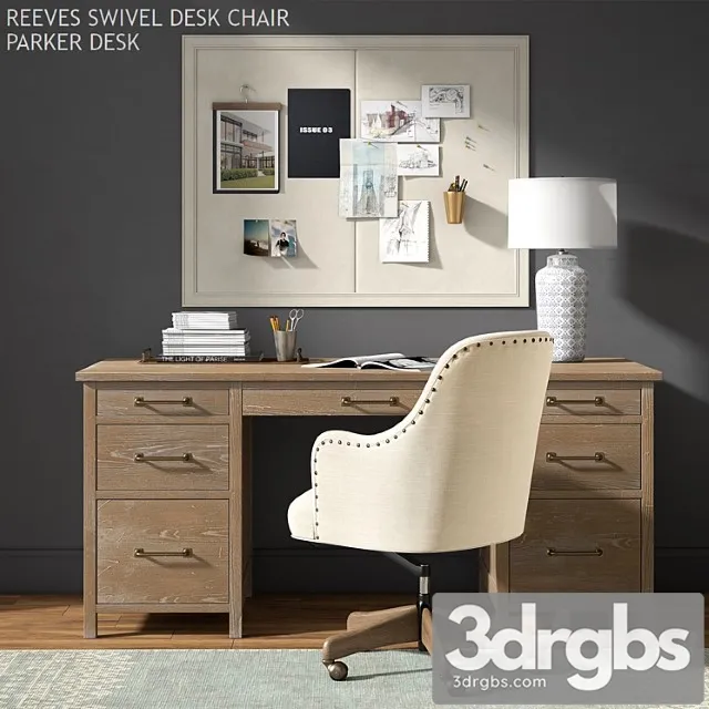 Pottery barn parker desk 2 3D Model Download