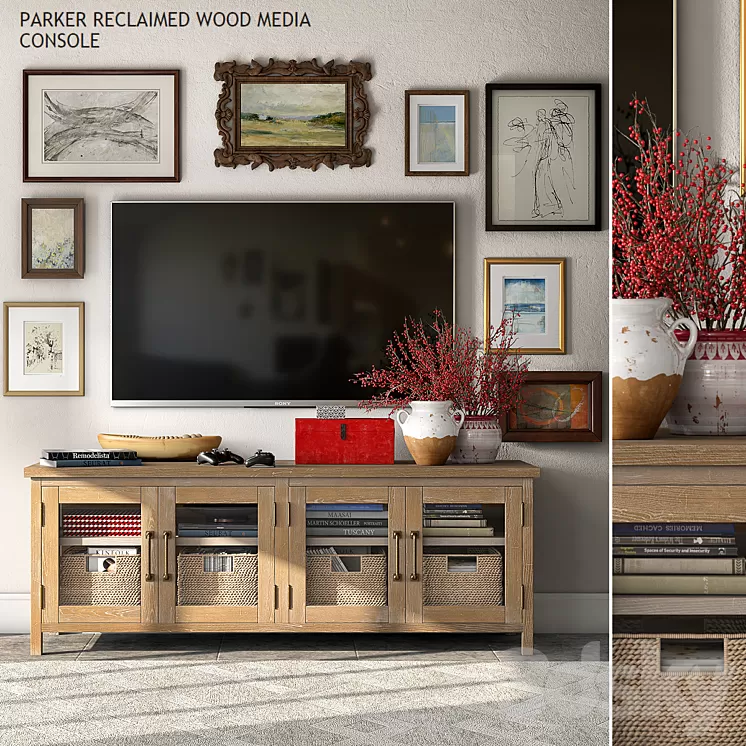 Pottery barn PARKER MEDIA CONSOLE 3D Model Pottery barn PARKER MEDIA CONSOLE 3D Model
