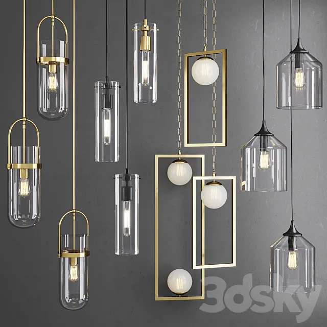 Pottery Barn Pendant Lighting Collection 3D Model Pottery Barn Pendant Lighting Collection 3D Model