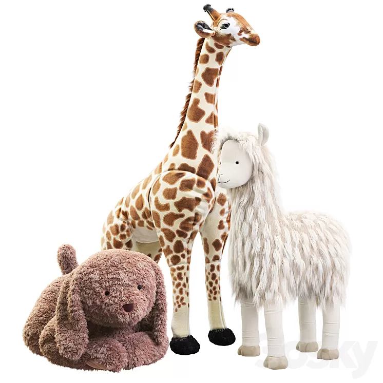 Pottery Barn plush liama Labradoodle Giraffe 3D Model Free Download