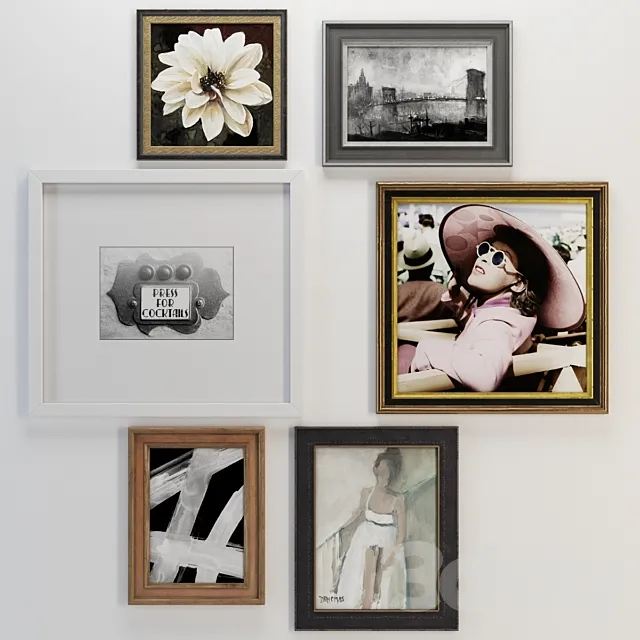 Pottery Barn Polished Gallery Wall 3D Model Pottery Barn Polished Gallery Wall 3D Model