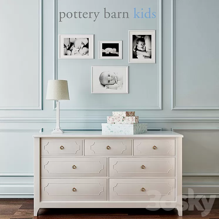 Pottery Barn pottery barn Ava Regency Extra-Wide Dresser 3D Model