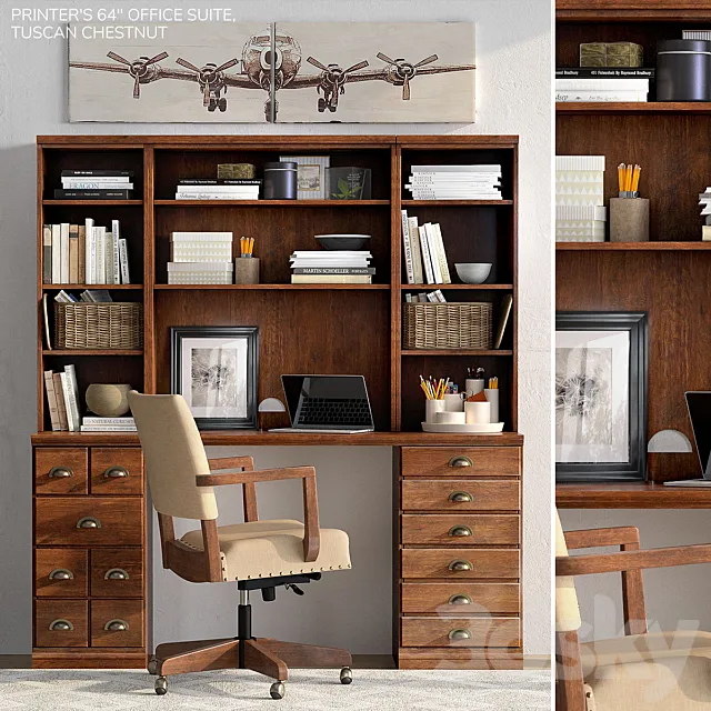 Pottery barn PRINTER’S 64 OFFICE SUITE 3D Model