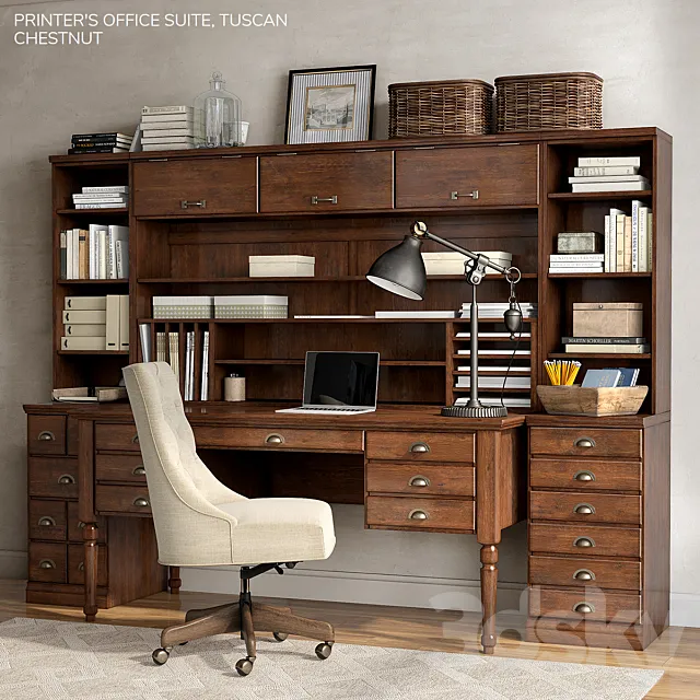 Pottery barn PRINTER’S OFFICE SUITE 3D Model