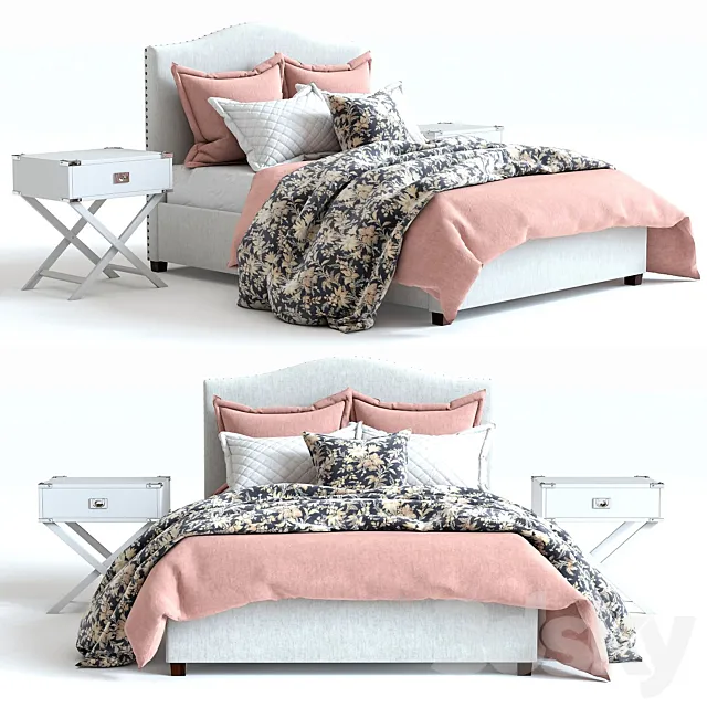 Pottery Barn Raleigh Bed 3 pink 3DModel