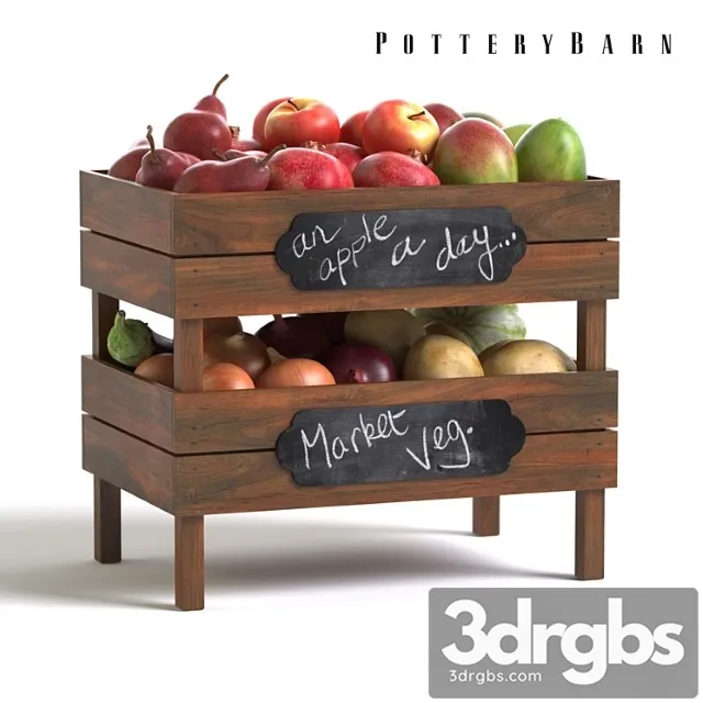 Pottery Barn Stackable Fruit and Vegetable Crates 3D Model Download