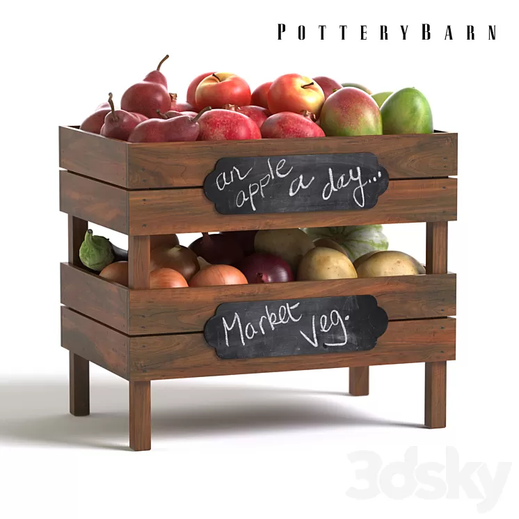 Pottery Barn Stackable Fruit and Vegetable Crates 3D Model