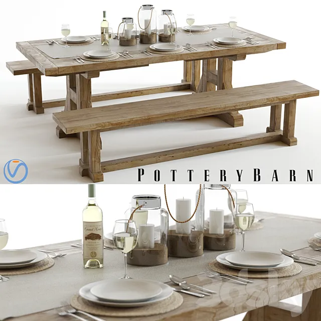 Pottery Barn Stafford Set 3DModel Pottery Barn Stafford Set 3DModel