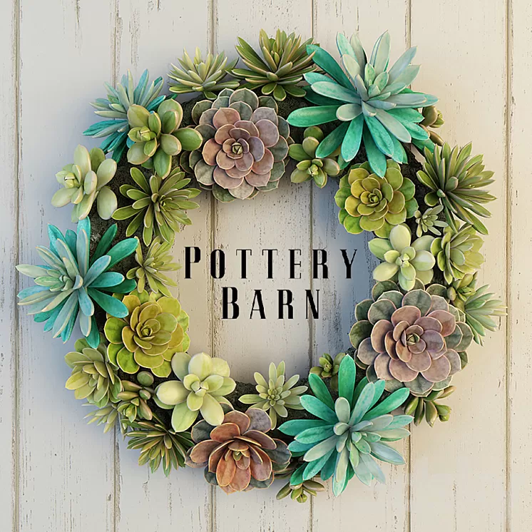 Pottery Barn Succulent Wreath 3D Model Pottery Barn Succulent Wreath 3D Model