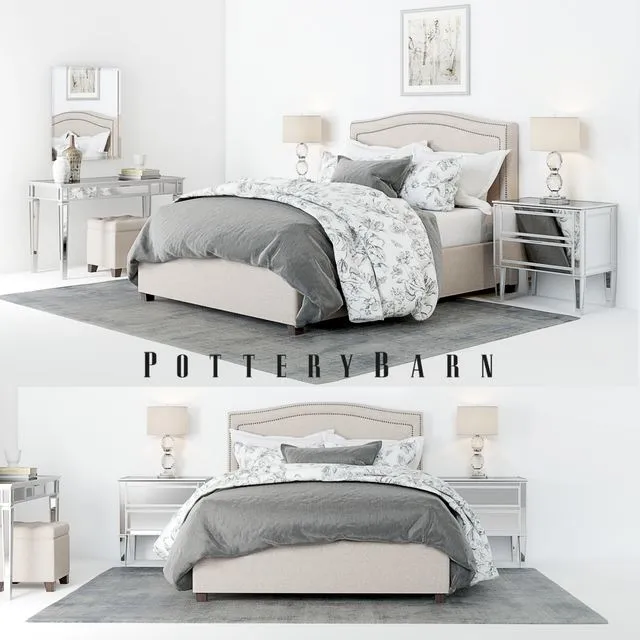 Pottery Barn Tamsen Bed set 01 3D Model
