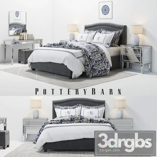Pottery Barn Tamsen Bed Set 02 3D Model Download Pottery Barn Tamsen Bed Set 02 3D Model Download